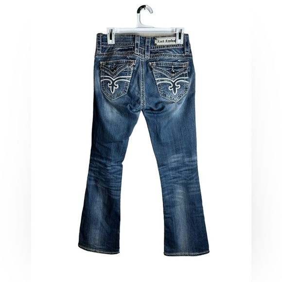 Rock Revival Jen Boot Cut Low Rise Blue Jeans Flap Pockets Women’s - Picture 2 of 10